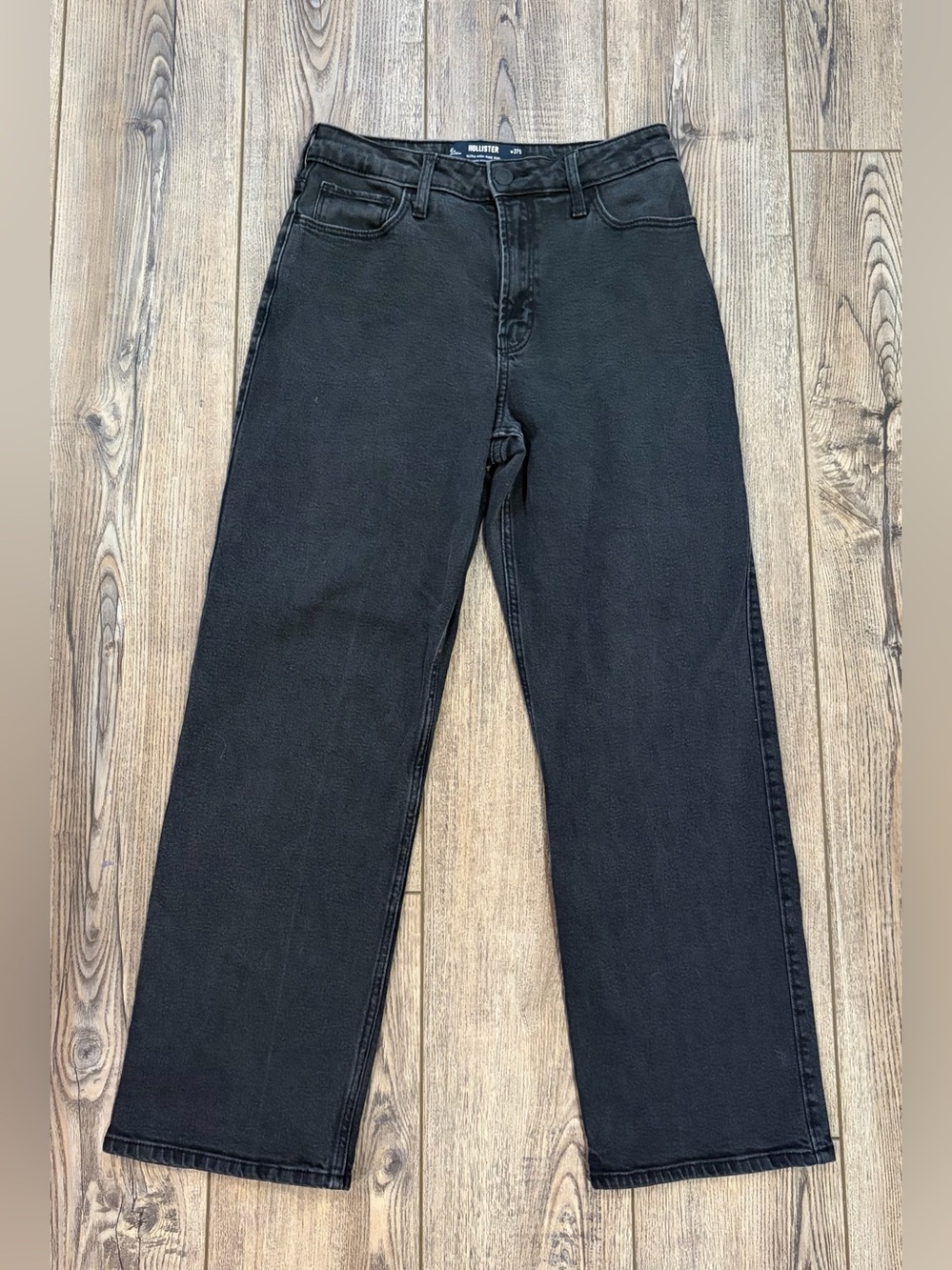 Hollister Ultra High Rise Dad Jeans Black Denim Vintage Stretch 27 Short